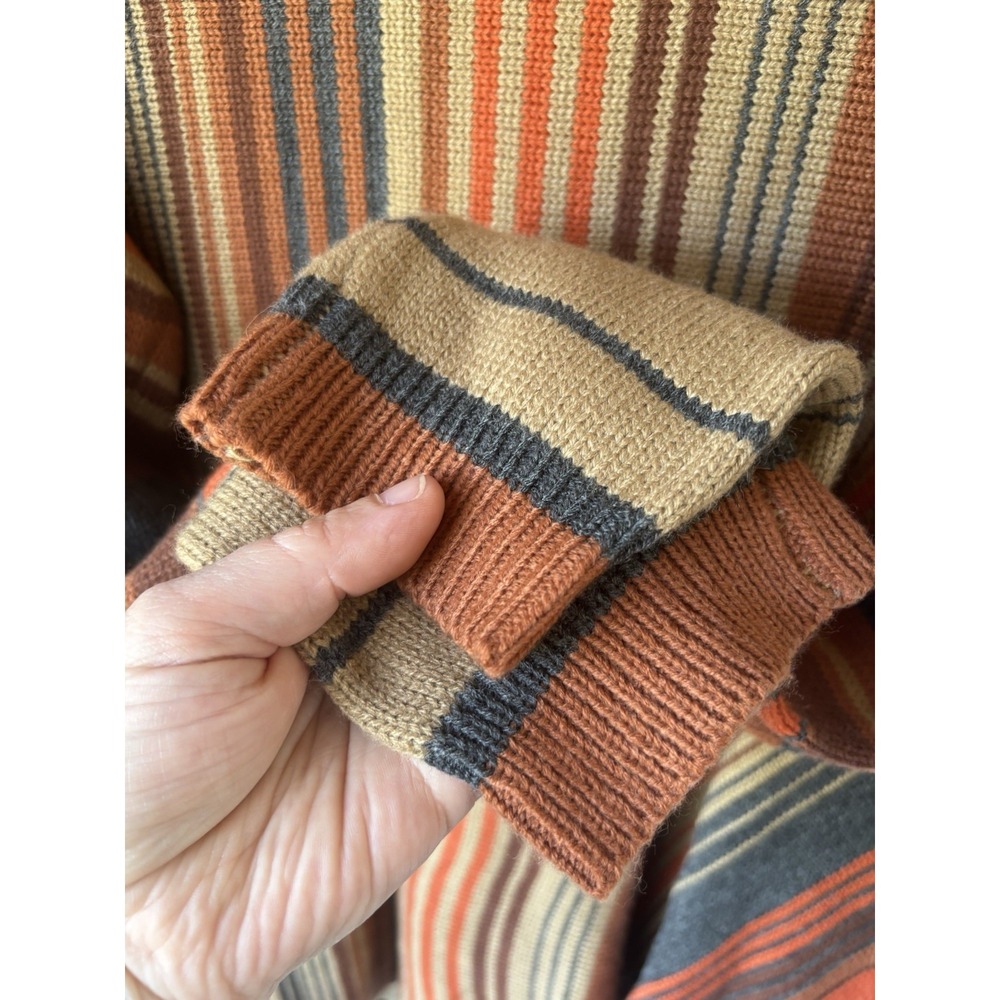 Style Dome M/L? Striped Shawl Sweater Fringe Tassels‎ Lagenlook Orange Cardigan - Picture 8 of 8